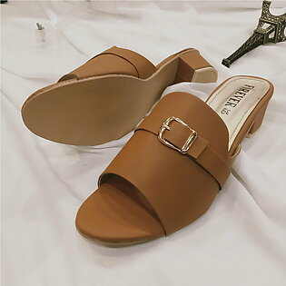 Handmade Block Heel Slippers Peep Toe Shoes for Women and Girls FR8-10