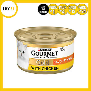 Gourmet Gold Tin Cat Savoury Cake With Chicken - 85gm - Cat Food