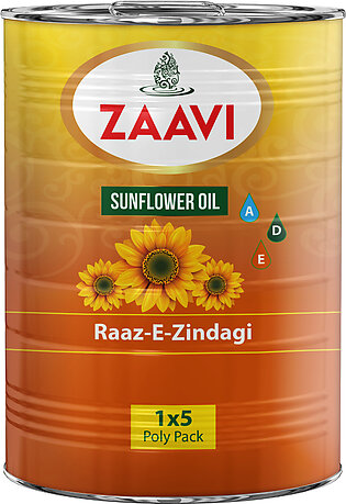 Zaavi Sun Flower Cooking Oil 5 Ltr Tin - Premium Sun Flower Cooking Oil