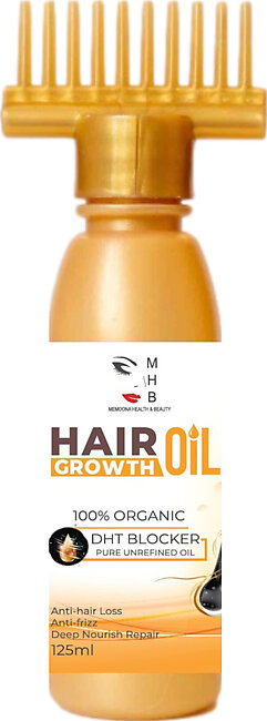 Mhb Hair Growth Oil With Comb - Adds Softness & Shine 6 In 1 (125ml) Anti Hair Loss - Anti Dandruff - Anti Frizziness