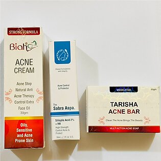 Biah Acne Cream, Silicylic Serum, Acne Soap (bundle Pack)