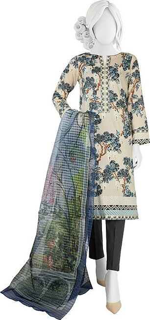 Junaid Jamshed Lawn 3 Piece Unstitched Suit for Women JLAWN-S-22-382 Pure Cashmere (22-2024)
