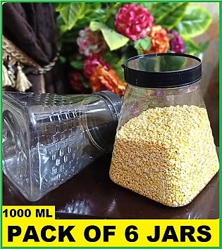 Pack of 6 Jars for Kitchen - 1 KG STORAGE JAR - JARS SET - PYRAMID SHAPE LARGE 1000 ml Capacity