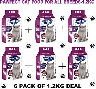 Pawfect Cat Food 1.2kg- Pack Of 1, 2, 3, 5, 6, 12 Premium Quality Cat Food For All Adult Breed Cats Food - Dry Cat Food - Economical And Balance Diet For Your Pet –chicken Flavor 1.2 Kg