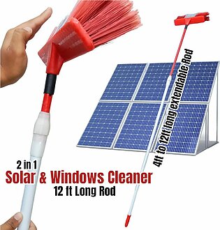 Solar Panel Cleaning Duster Brush & High Windows Cleaning 4ft To 12ft Extendable Rod , Solar Photovoltaic Panel Cleaning And Cleaning Cars Trucks Vans Caravans Windows