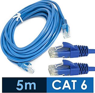LAN Cable 5m CAT 6 Fixed Connectors 5 meter : 15 feet Ethernet Internet Wire