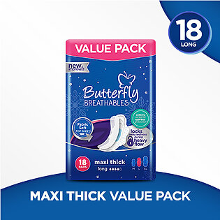 Butterfly Breathables Maxi Thick Sanitary Pads, Large, Value Pack