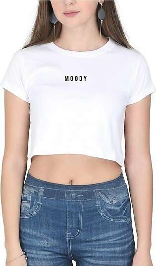 Moody Printed Statement Crop Tshirt For Girls