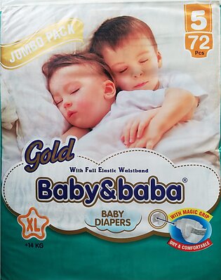 Baby & Baba Diapers Size 5no XL +14KG (72 Pcs Pack)