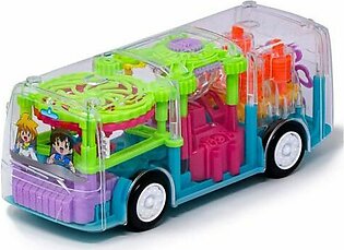 Concept Musical Bus Toy For Kids, 3d Bus Toy With 360 Degree Rotation, Gear Transparent Bus Toy With Lighting & Sound Effects