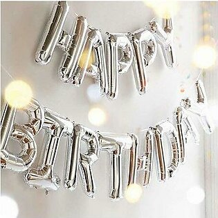 Happy Birthday Foil Balloons Complete Set 13 Letters - Silver