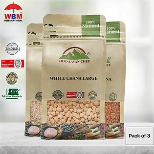 (pack Of 3) Himalayan White Chana, Daal Mash Washed & Black Chana - 454 G Each | Export Quality (dal) & Imported Craft Packaging
