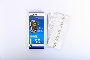 Atom Blood Glucose Glucometer Sugar Test Machine Strips - 50 Strips Of Foil Packing