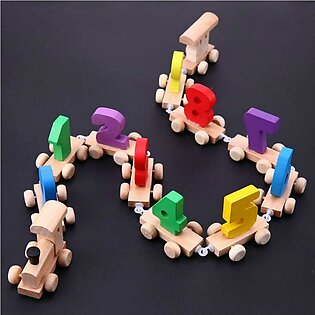 Digital Number Train Toy Set Wooden Fun Learning Building Blocks Early Educational Kids 3+ Years