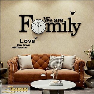 EVENTO Wooden 3D Wall Clock We Are Family With Birds Numeral Quartz Hanging Watch DIY Design Decoration For Home Decor Living Room And Offices And For Gifts Piece Item - Large