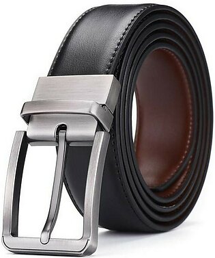 Men Leather Belt 2 In 1 Double Sided Black And Brown Leather Belt For Men