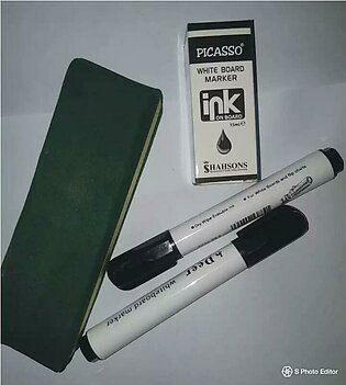 White Board Equipment 2 Marker+ 1 Duster + 1 Ink Bottle