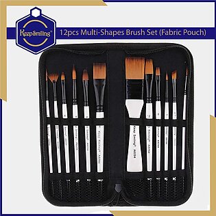 Keep Smiling A6094 (in FABRIC POUCH) 12pcs Multi shape Paint Brush Set
