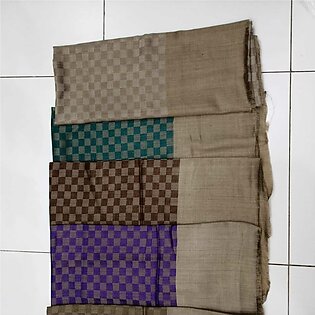 Winter Elegance: Multani Check Design Jacquard Staller And Hijab Set For Women - Fine Quality Acrylic Wool Scarf, Your Best Choice For Warmth And Style