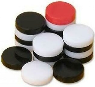 Carrom Board Pieces - Coins - Goti - Set of 19 Pieces of Plastic Stone Size 1 - Black and White