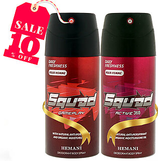 Hemani Herbals - Squad Deodorant Spray (Gameplay For Men + Active 360 Women)