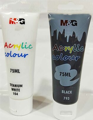 Set Of 2 Acrylic Paints 75 Ml Per Tube M-g Acrylic Paints White And Black