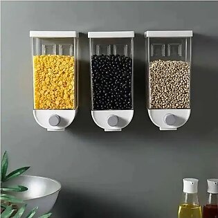 Large 1500ml Cereal Dispenser Easy Press Kitchen Wall Mounted Food Storage Container Oatmeal Wall Mounted Container Cereal Dispenser For Oatmeal Cereal Spices Dry Fruits