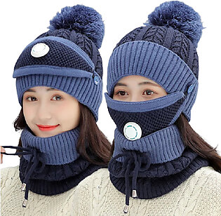 Dachi Winter Cap High Quality Warm Face Cover For Girls & Women Hat & Knitted Beanie Cap Multicoloured