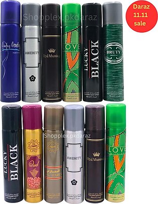 Body Spray Pack Of 12 75ml Each Bottle | Body Spray For Men And Women | Body Spray For Gift | Body Spray Alarabia And Lucky Brand Gift For All Occasion