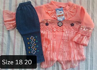 Baby Girl Shirt With Denim Trouser Set