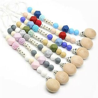 Feeding Crochet Wooden Silicone Beads Baby Pacifier Clips Wood Baby Pacifier Chain