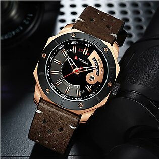 Curren Luxury Brand Date & Day Quartz Dial Leather Straps Waterproof Wrist Watch For Men Wth Brand (box & Bag)-8344