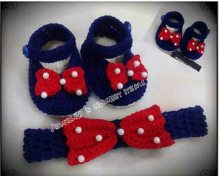 Baby Girl Crochet Shoes And Headband Set / Girls Hairband And Shoes Set / Newborsn Crohet Dress