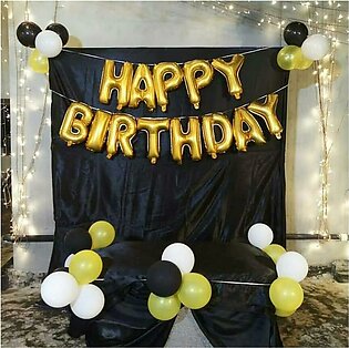 Birthday Package,13 Letter Foil Balloon Happy Birthday Golden Colour,50 Black, 50 Golden,50 White Latex Balloons