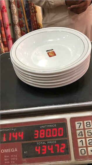 Plates - Curry/Broth/Soup Plates - Dinner Plates Melamine - High Quality Double Glazed Medium Size (Set of 6)