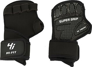Weightlifting Super Grip Gym Gloves For Workout, With Wrist Support Gym Fitness Exercise Black