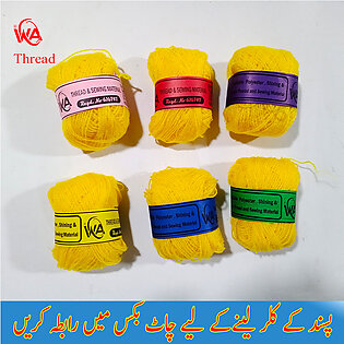 Pack Of 6 Pcs Woolen Embroidery Thread , Color Yellow | WA Thread