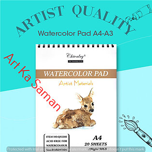 Watercolor Paper Pad For Water Colours Paints 190 G Size A4 Acid Free For Watercolour
