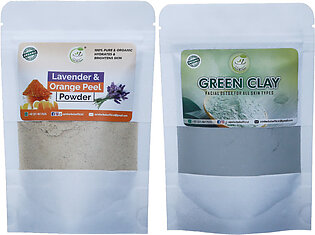 Zain Herbals | Lavender & Orange Peel Fine Powder | Green Clay Mask | Brightening & Anti Aging | Removes Impurities | 100 Each 100g