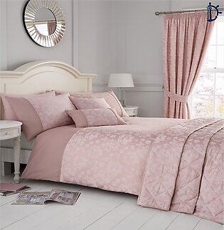 Cherry Blossom Blush Pink Quilt Cover Set  3 Pcs Bed Set  Jacquard Fancy Duvet Cover