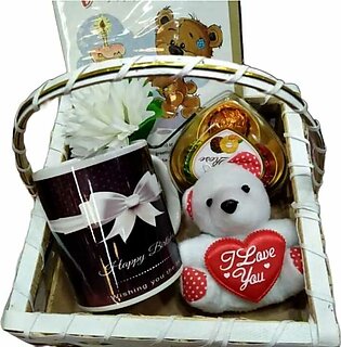 Birthday Gift Basket For Men / Women - Happy Birthday Mug - Teddy Bear / Chocolate / Card / Rose Flower