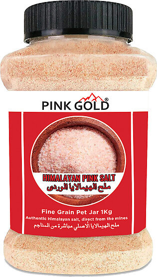 Pink Gold Himalayan Pink Salt Fine Grain Plastic / Pet Jar 1kg 1000gram Lahori Namak Rock Salt Sendha Namak 100% Natural Premium Best Quality Edible Soji Type Salt