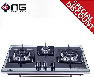 Nasgas Built In Hob Dg-226 (glass Top) Autoignition Grey Cast Iron Pan Trivets Non Stick