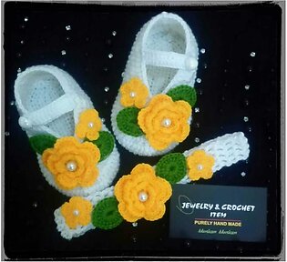 Crochet Shoes And Headband For Baby Girls / Babies Shoes Hairband Set / Babies Booties /boots
