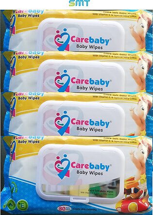 CARE BABY WIPES PACK OF 4 (80 WET SHEETS EACH PACK)