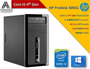 HP Prodesk 400G1 Tower - Core I5 4th Generation - Core i5 4460 Processor Upto 3.60GHz - RAM 8GB DDR3 - 500GB Harddrive