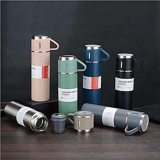 Best Quality 500ml Stainless Steel Insulated Vacuum Flask Bottle With Small Cup (random Color) Travel Water Bottle For Tea Coffee Picnics, School, Office, Business.