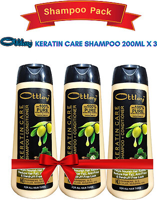 Ottlay Shampoo Keratin Care 200ml (with Olive Oil + Caster Seed Oil) (pack Of 3)