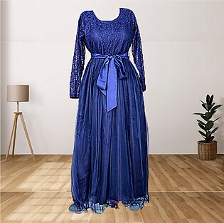 Pakistani Net Maxi Long Gown Designer Frock Elegant Bow Stylish Dress Stitched