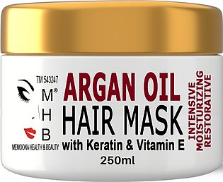 Mhb Argan Oil Hair Mask - 250ml - Deep Conditioning Keratin Hair Treatment With Vitamin E - Moisturizing And Restorative